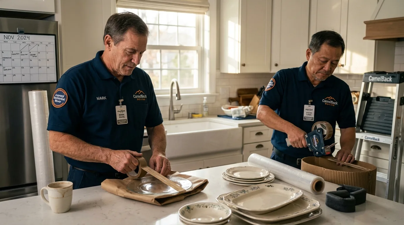 Professional crew packing kitchen dishware in Tuttle, OK